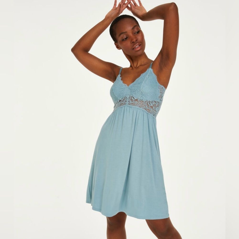 Hunkemöller Vera jersey lace slip dress - Green SZ Small